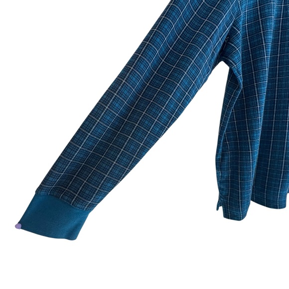 Blue Plaid Long-Sleeve Polo Shirt - Picture 2 of 6